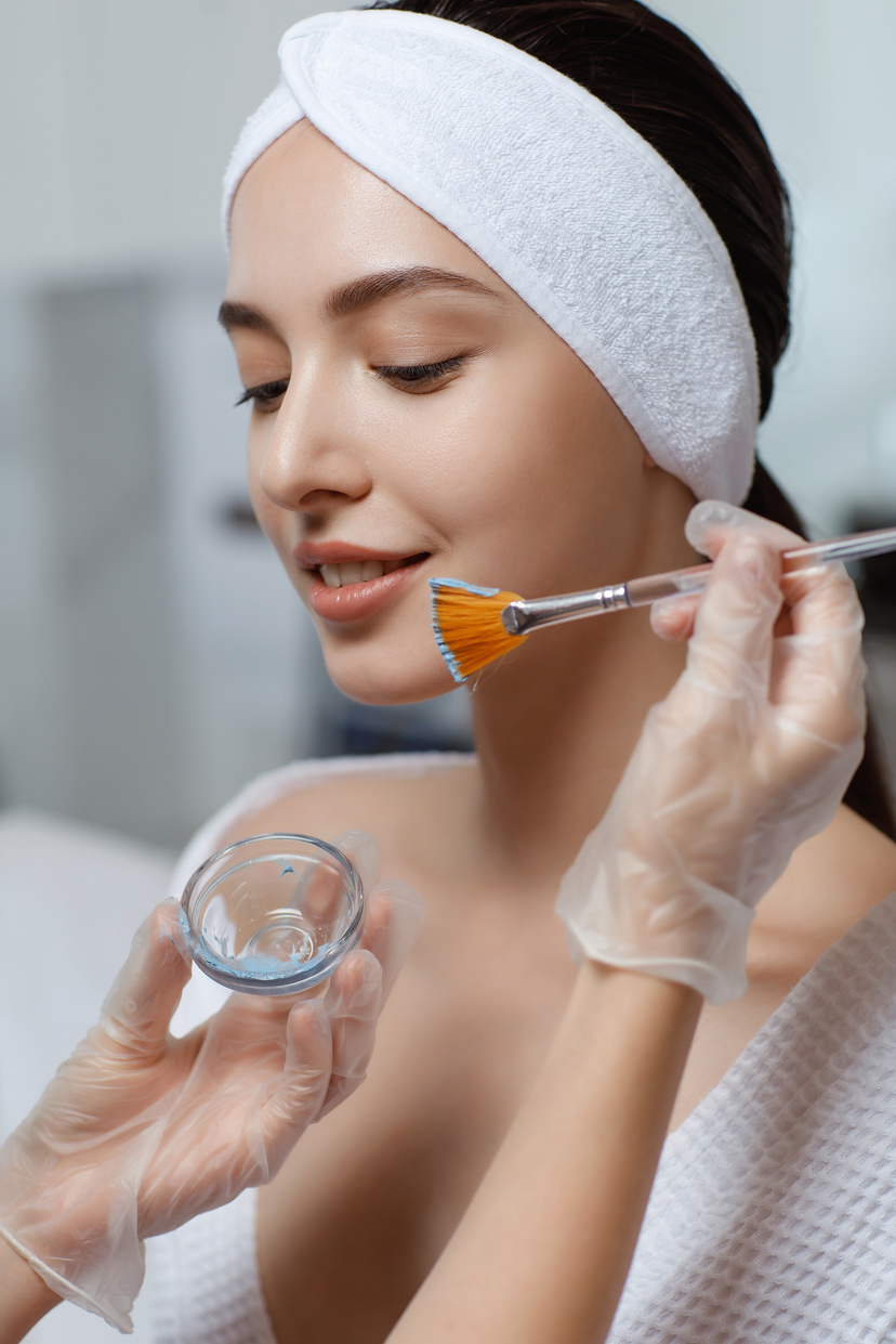 Face peeling mask, spa beauty treatment, skincare.